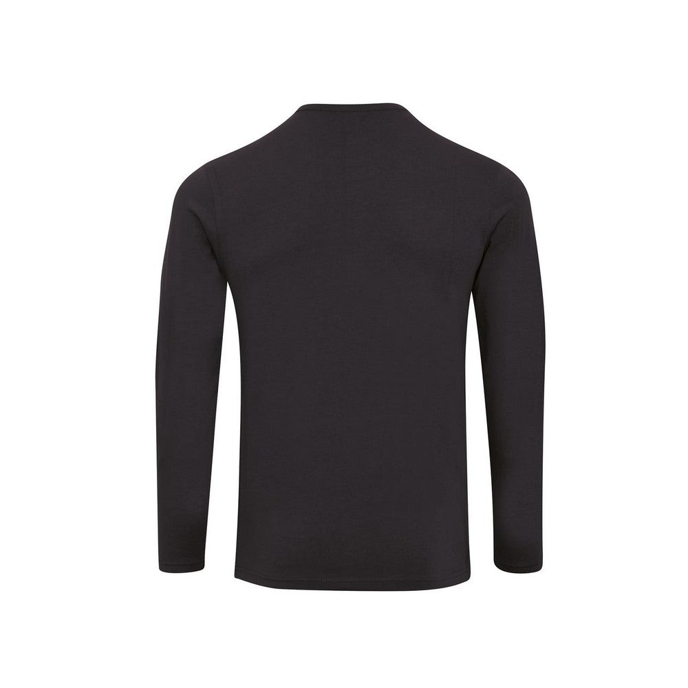 Black - Back - Premier Mens Long John Roll Sleeve T-Shirt