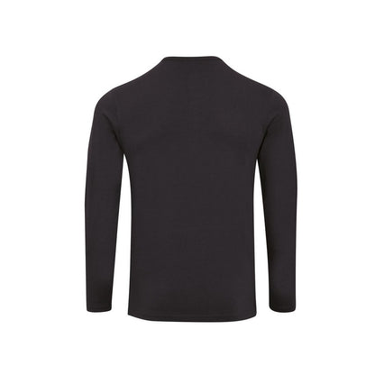Black - Back - Premier Mens Long John Roll Sleeve T-Shirt