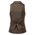 Brown - Back - Premier Womens-Ladies Herringbone Waistcoat