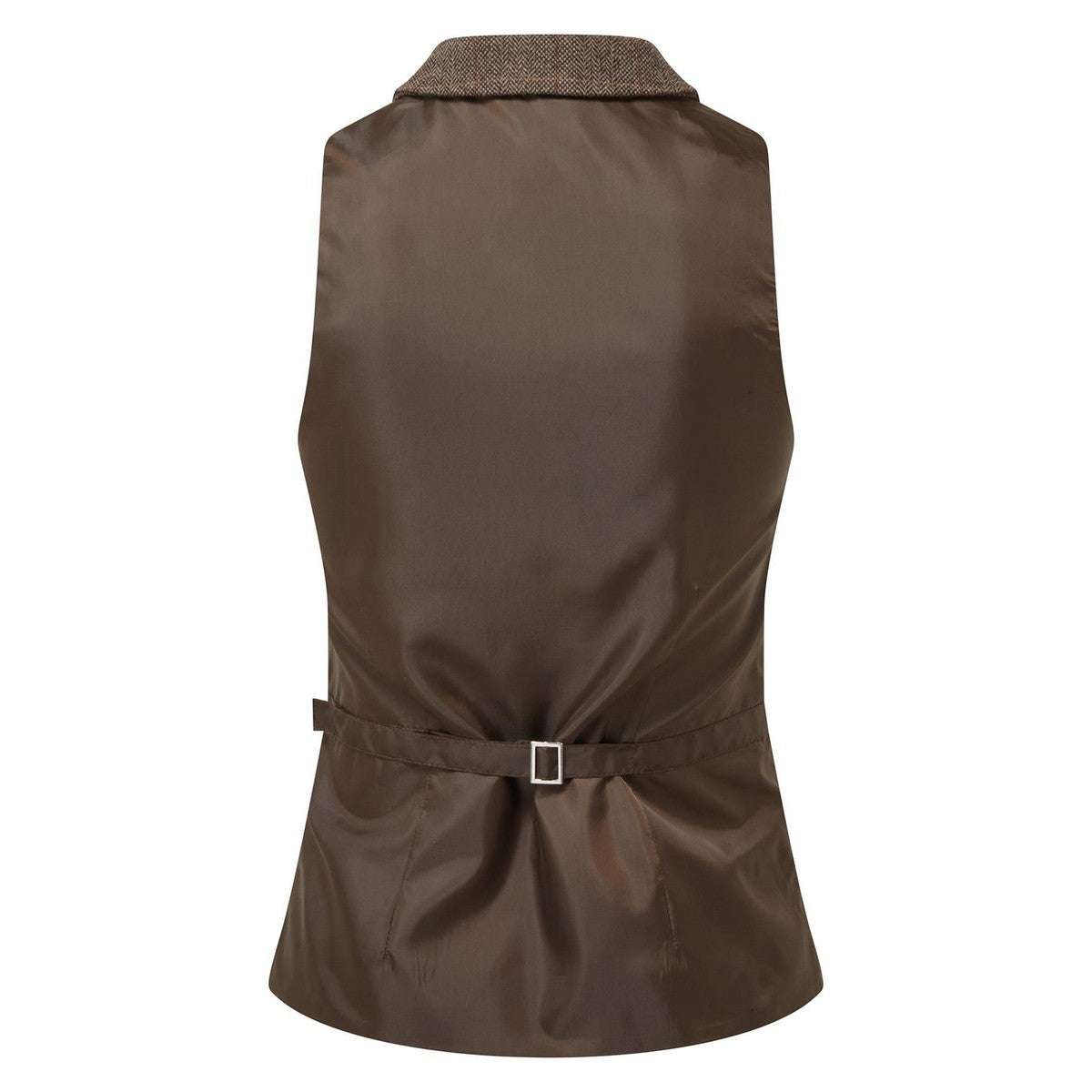 Brown - Back - Premier Womens-Ladies Herringbone Waistcoat
