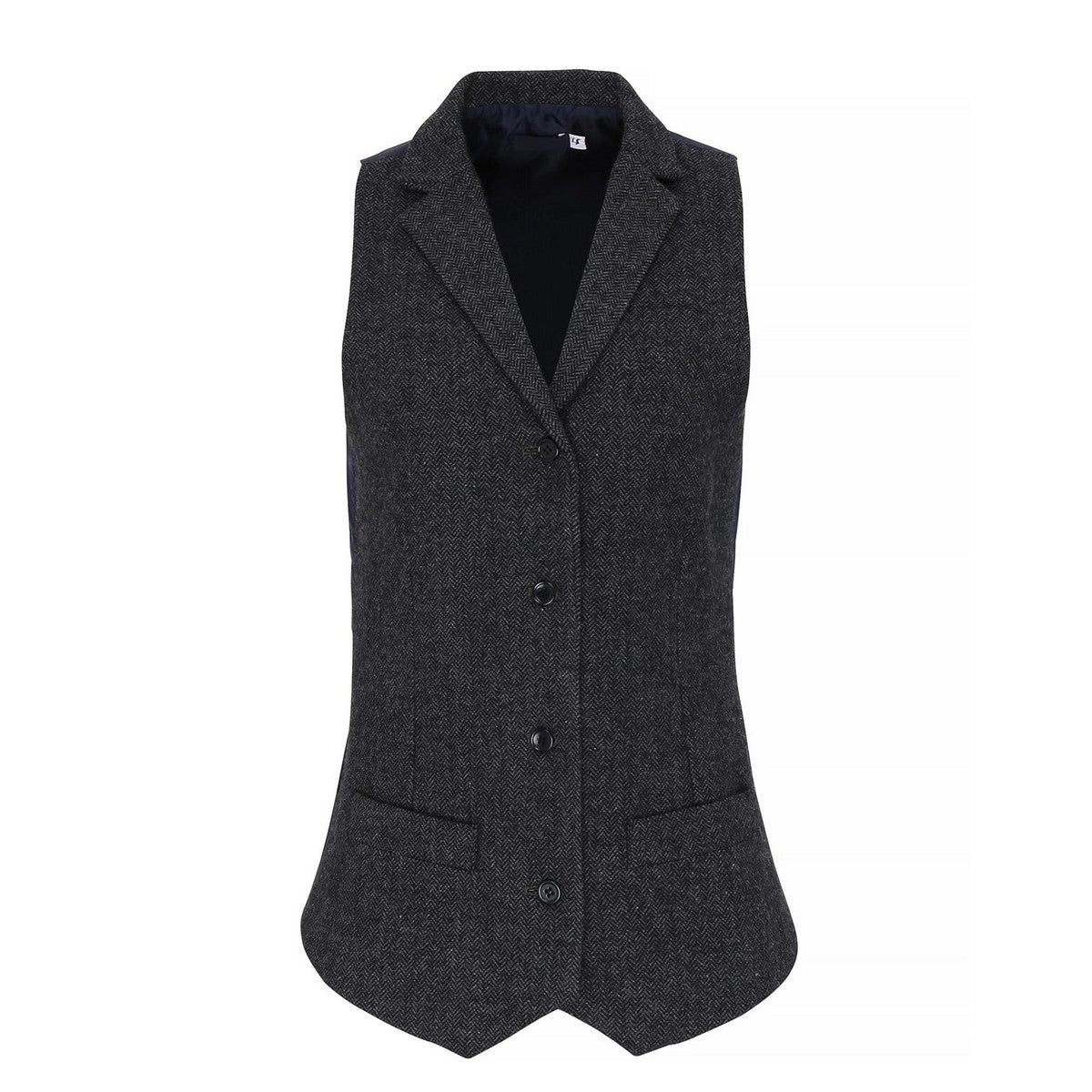 Charcoal - Front - Premier Womens-Ladies Herringbone Waistcoat