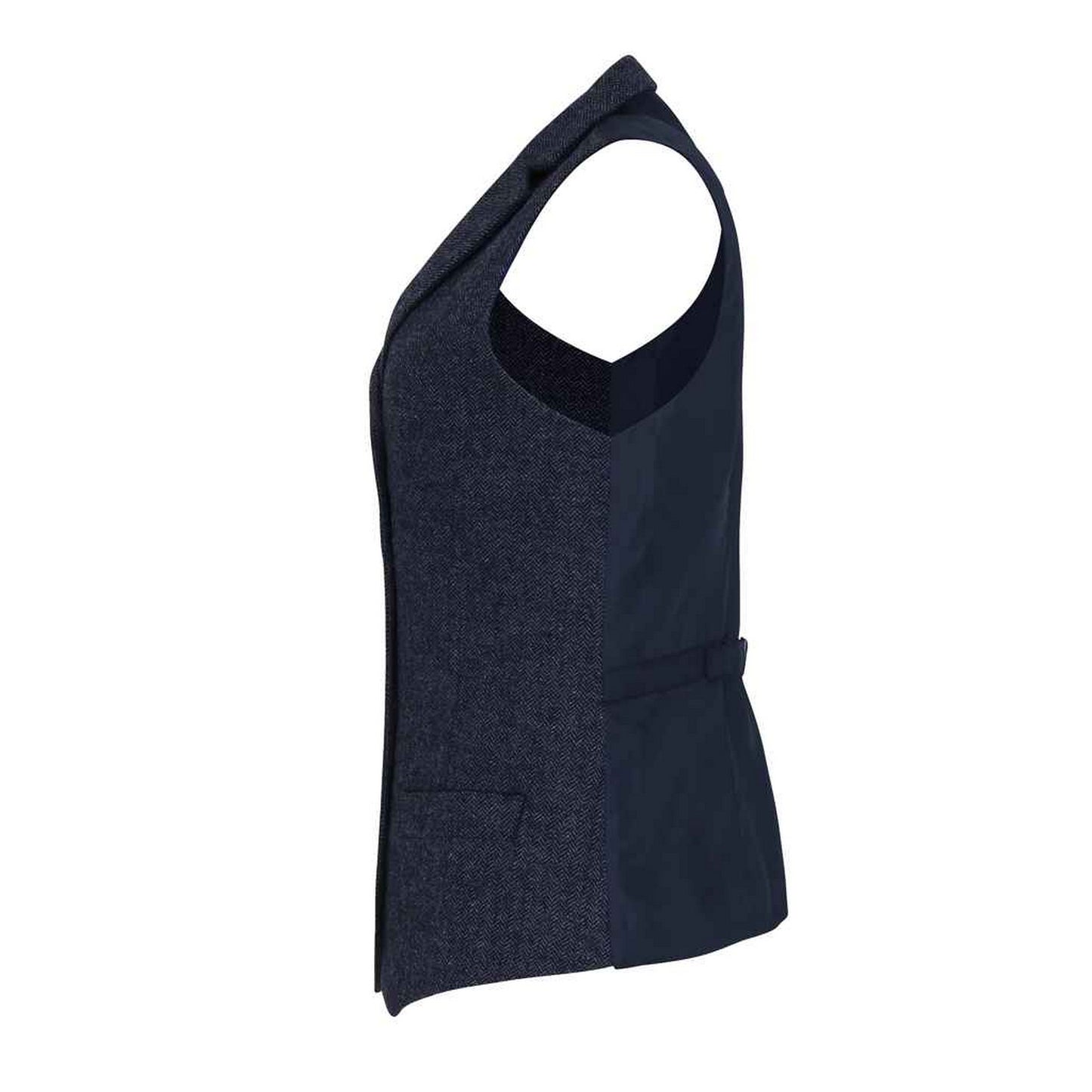 Navy - Side - Premier Womens-Ladies Herringbone Waistcoat