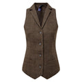 Brown - Front - Premier Womens-Ladies Herringbone Waistcoat