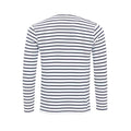 White-Navy - Back - Premier Mens Long John Stripe Roll Sleeve T-Shirt