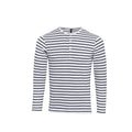 White-Navy - Front - Premier Mens Long John Stripe Roll Sleeve T-Shirt