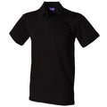 Black - Front - Henbury Unisex Adult Cotton Pique Stretch Polo Shirt