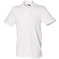 White - Front - Henbury Unisex Adult Cotton Pique Stretch Polo Shirt