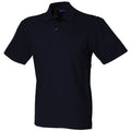 Navy - Front - Henbury Unisex Adult Cotton Pique Stretch Polo Shirt