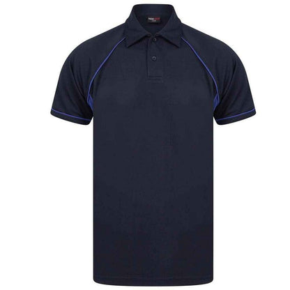 Navy-Royal Blue - Front - Finden & Hales Childrens-Kids Performance Contrast Piping Polo Shirt