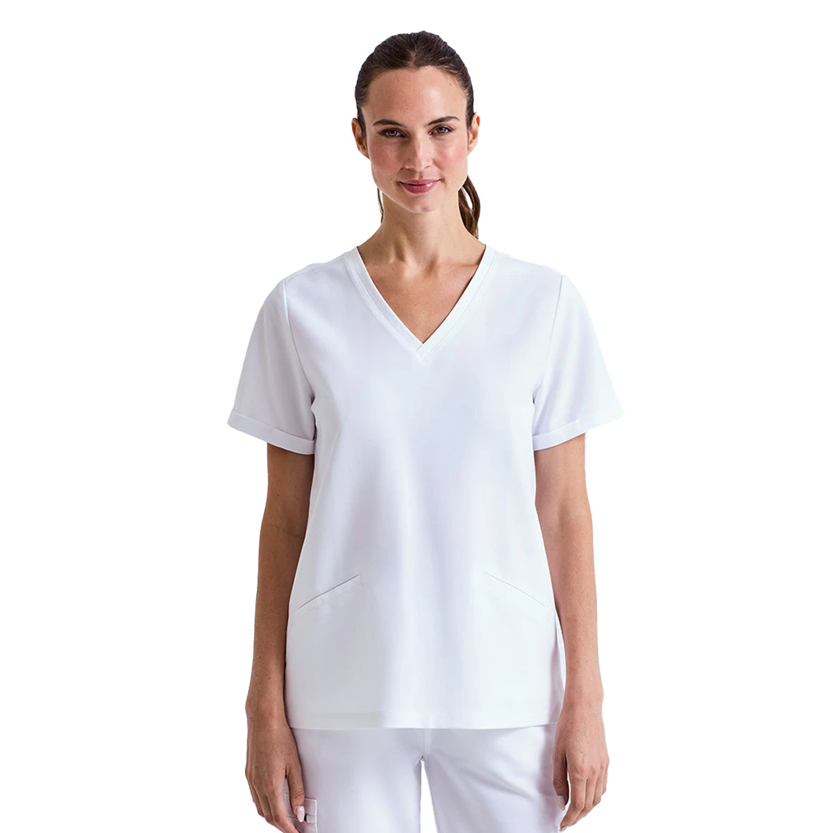 Vital White - Side - Onna Womens-Ladies Roll Up Work Tunic