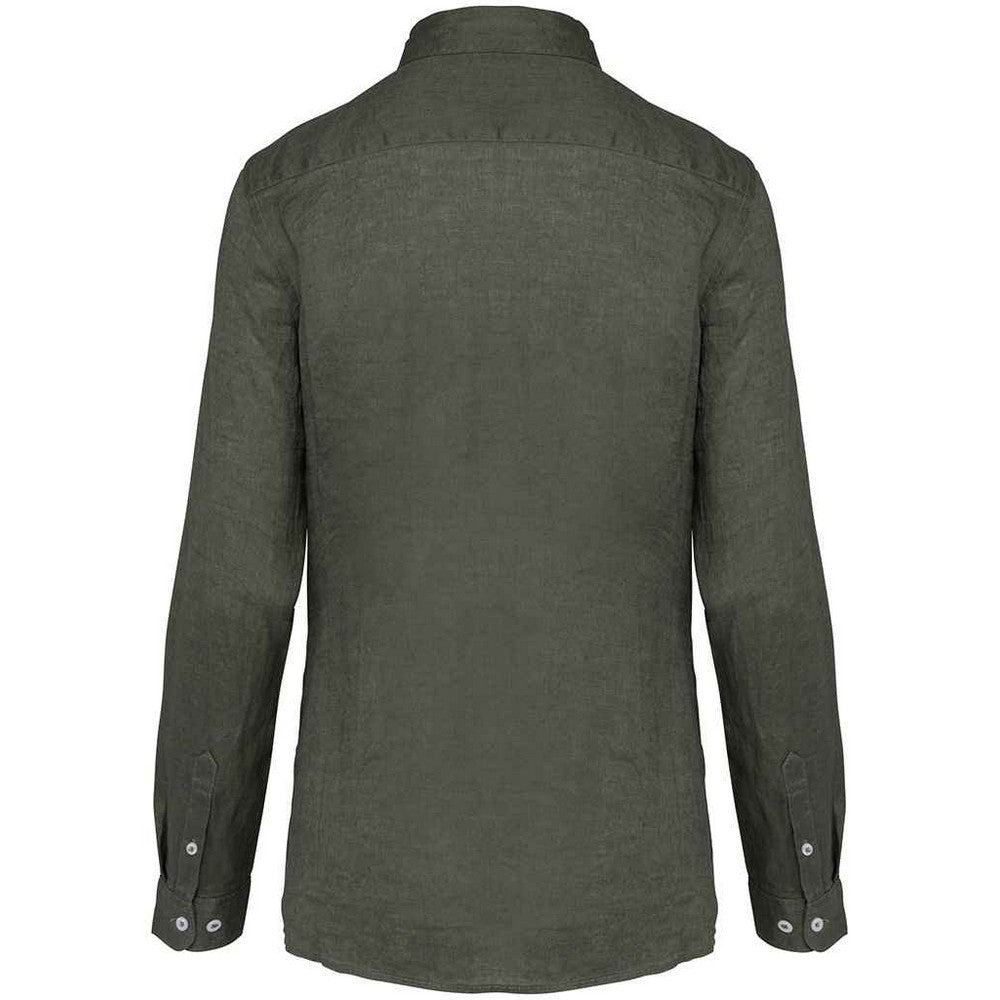 Organic Khaki - Back - Native Spirit Womens-Ladies Linen Long-Sleeved Shirt