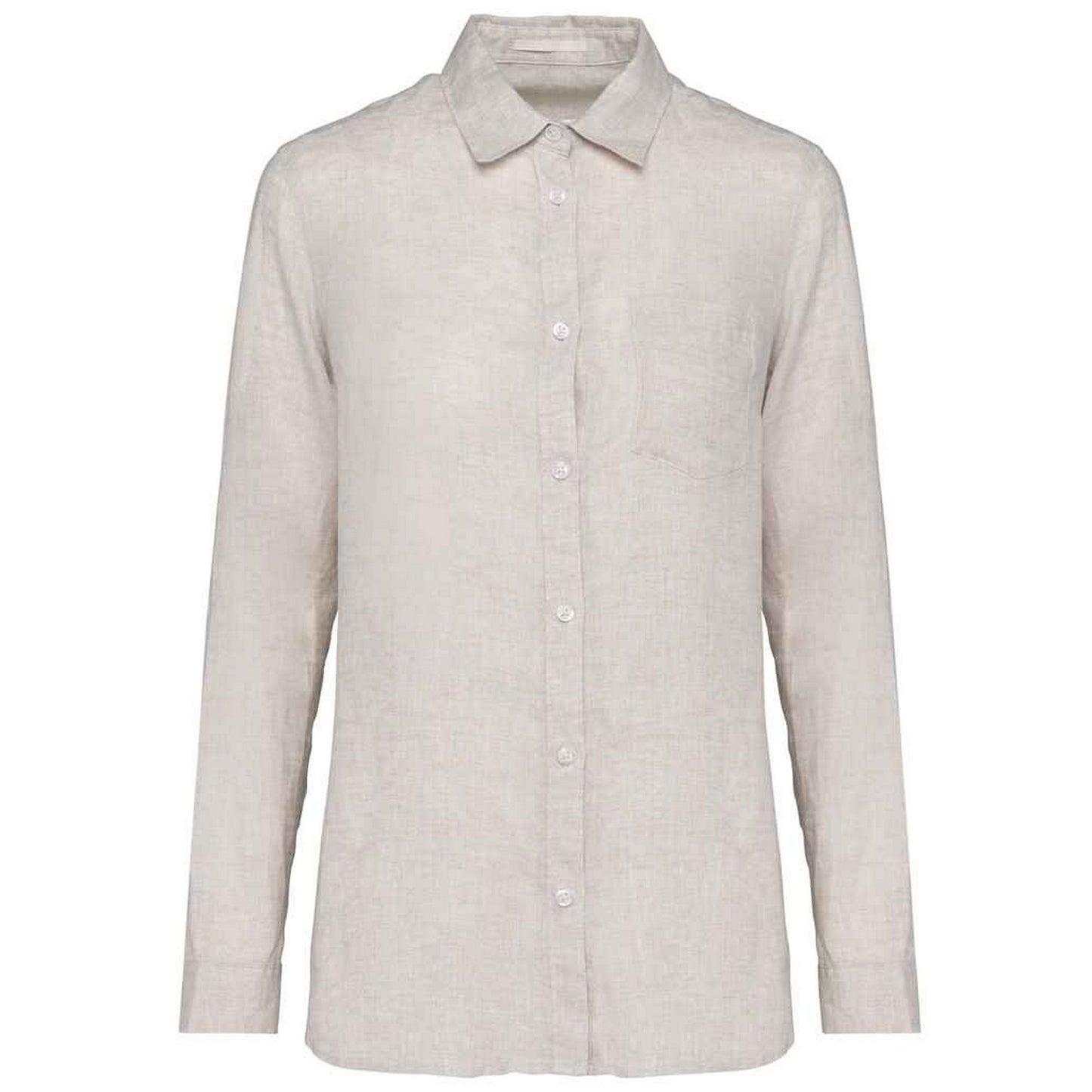Linen - Front - Native Spirit Womens-Ladies Linen Long-Sleeved Shirt