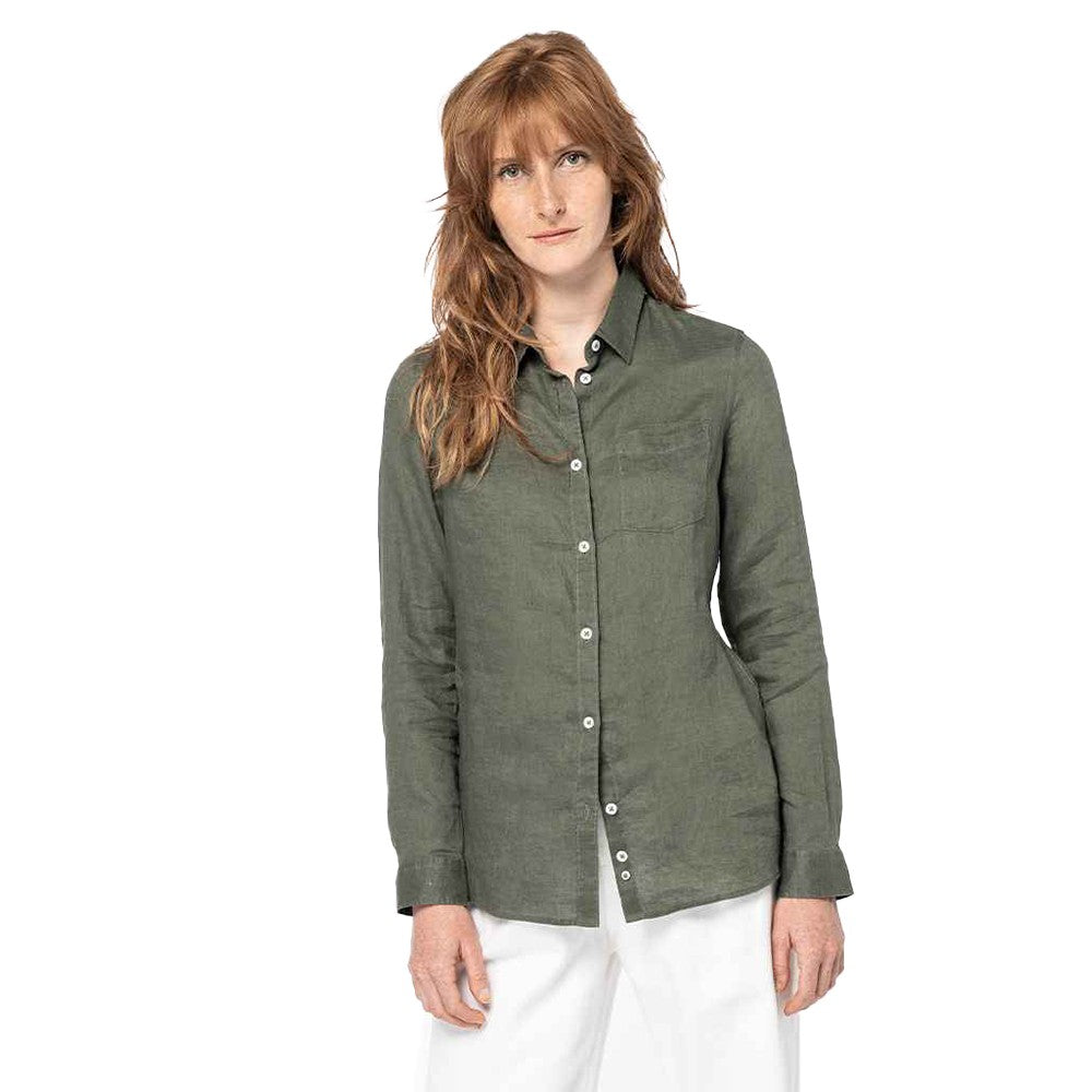 Organic Khaki - Lifestyle - Native Spirit Womens-Ladies Linen Long-Sleeved Shirt