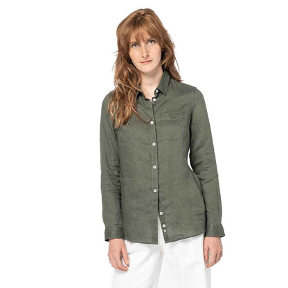 Organic Khaki - Lifestyle - Native Spirit Womens-Ladies Linen Long-Sleeved Shirt
