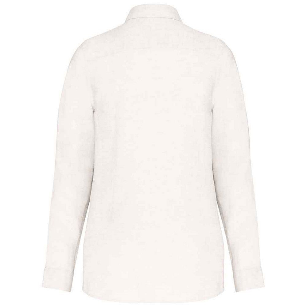 White - Back - Native Spirit Womens-Ladies Linen Long-Sleeved Shirt