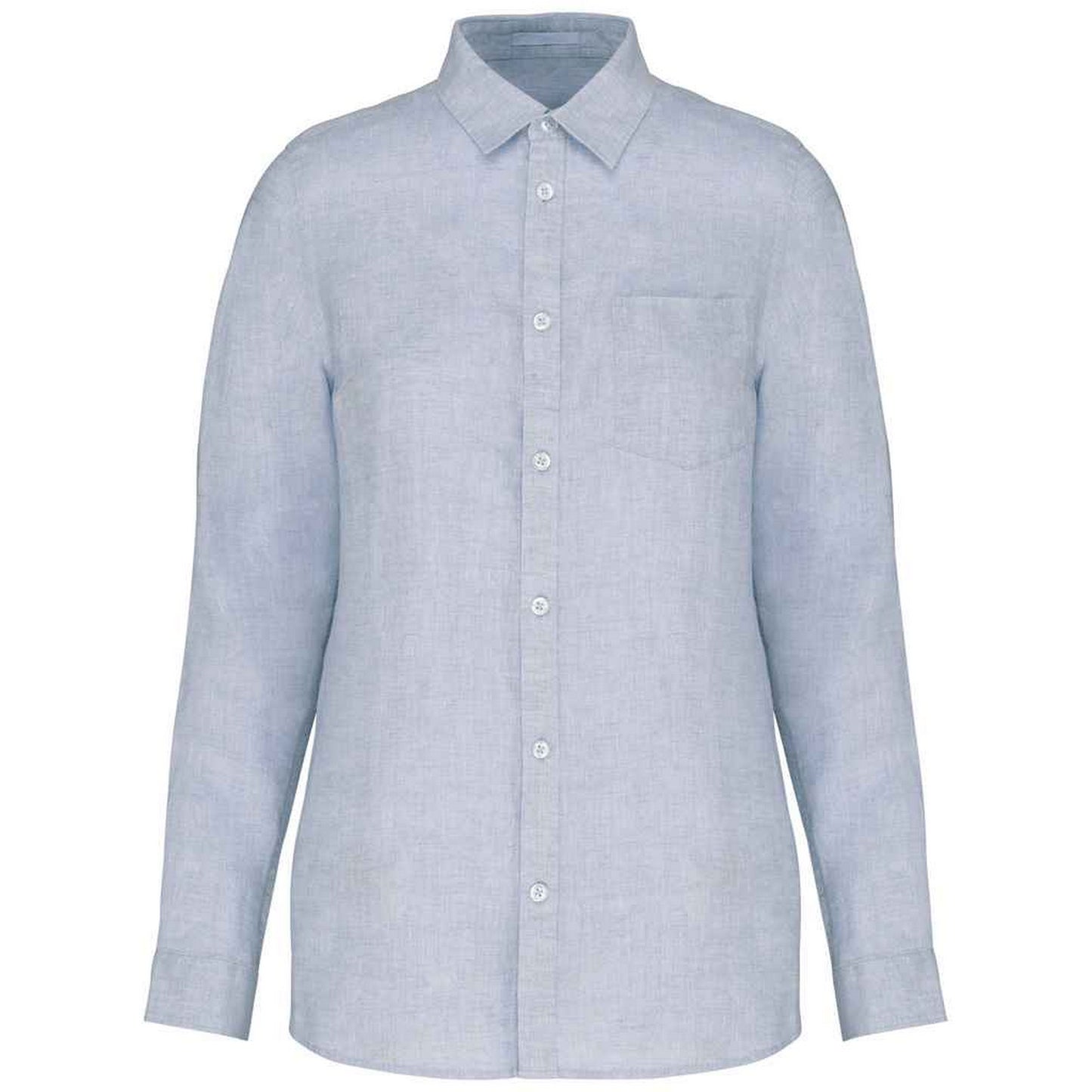 Linen Blue - Front - Native Spirit Womens-Ladies Linen Long-Sleeved Shirt