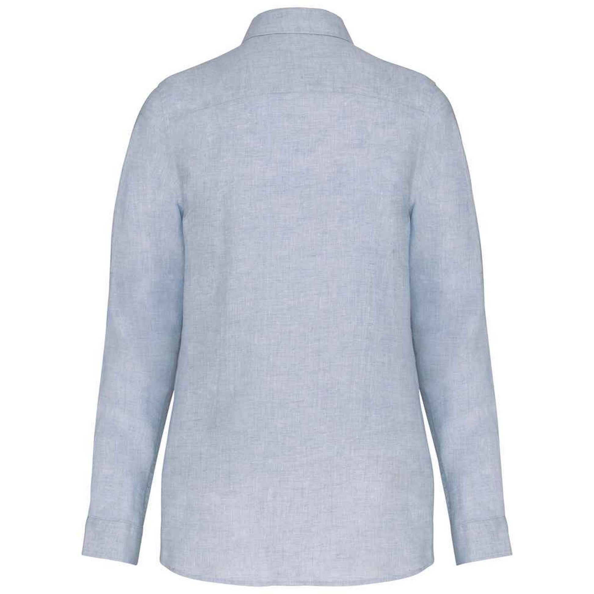 Linen Blue - Back - Native Spirit Womens-Ladies Linen Long-Sleeved Shirt