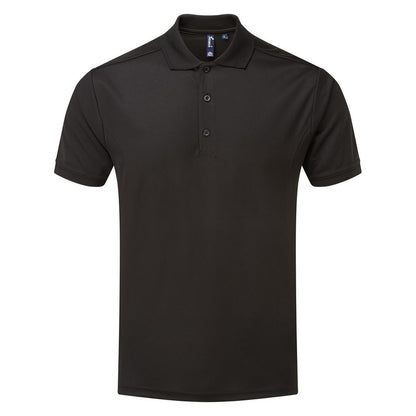 Black - Front - Premier Mens Coolchecker Pique Polo Shirt