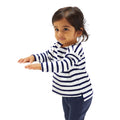 White-Nautical Navy - Back - Babybugz Baby Breton Stripe Long-Sleeved T-Shirt