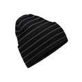 Black-Graphite - Front - Beechfield Unisex Adult Original Striped Deep Cuffed Beanie