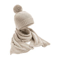 Oatmeal - Front - Beechfield Unisex Adult Flecked Knitted Hat And Scarf Set