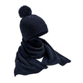Navy - Front - Beechfield Unisex Adult Flecked Knitted Hat And Scarf Set