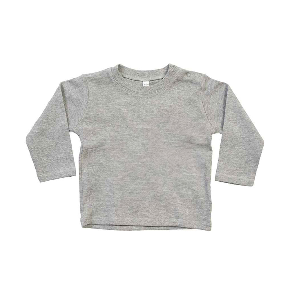 Heather Marl - Front - Babybugz Baby Heather Long-Sleeved T-Shirt