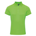 Neon Green - Front - Premier Womens-Ladies Coolchecker Pique Polo Shirt