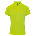 Neon Yellow - Front - Premier Womens-Ladies Coolchecker Pique Polo Shirt