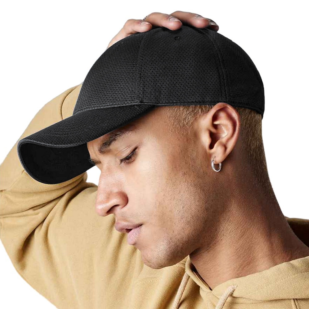 Black - Back - Beechfield Unisex Adult 6 Panel Air-Mesh Cap