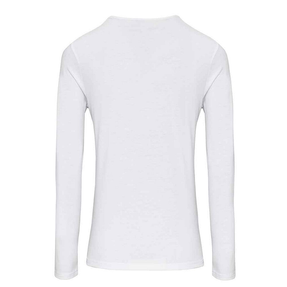 White - Back - Premier Womens-Ladies Long John Plain Roll Sleeve T-Shirt