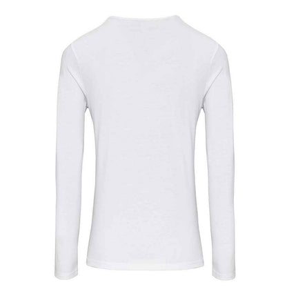 White - Back - Premier Womens-Ladies Long John Plain Roll Sleeve T-Shirt