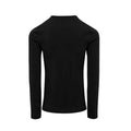 Black - Back - Premier Womens-Ladies Long John Plain Roll Sleeve T-Shirt