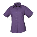 Purple - Front - Premier Womens-Ladies Poplin Short-Sleeved Blouse