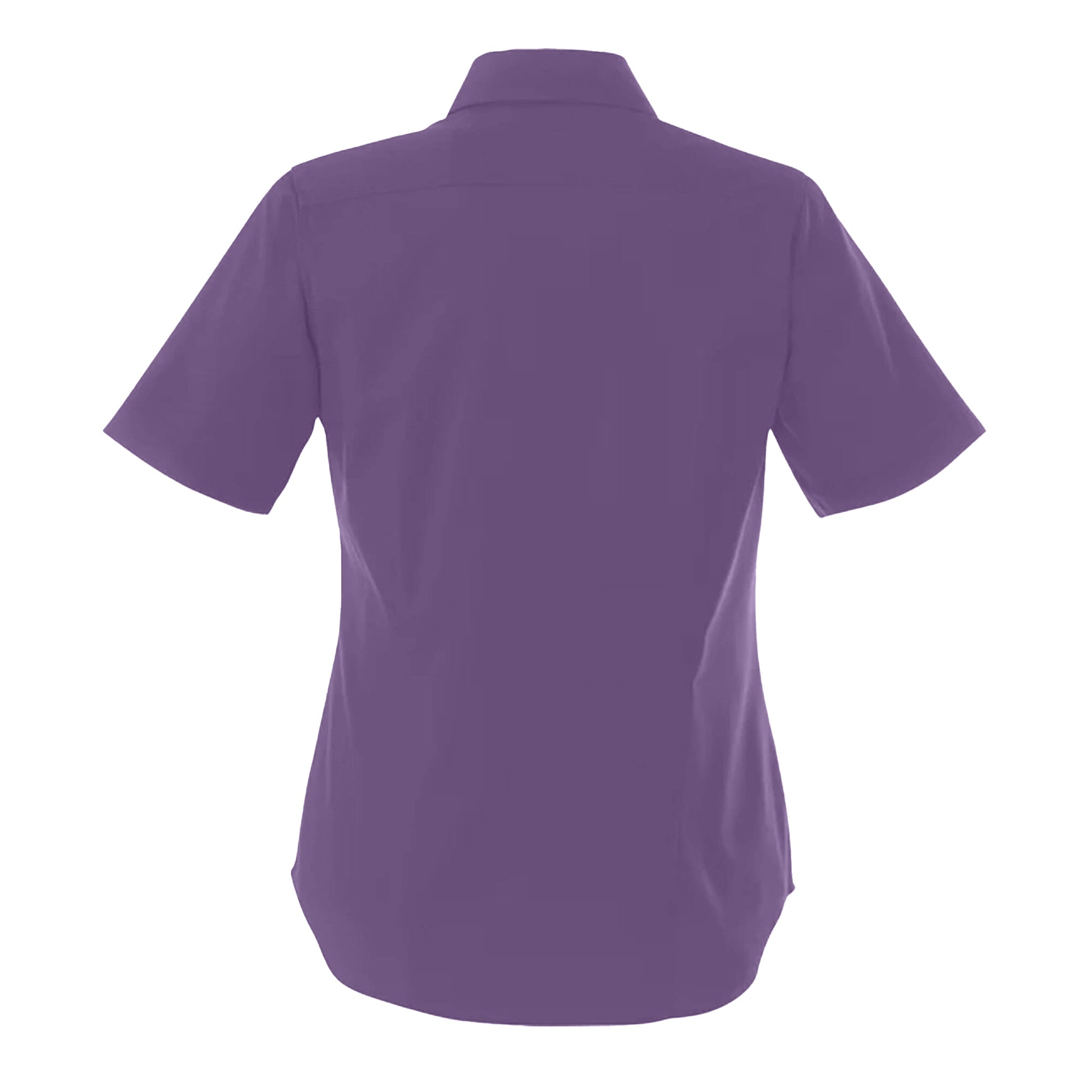 Purple - Back - Premier Womens-Ladies Poplin Short-Sleeved Blouse