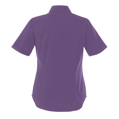 Purple - Back - Premier Womens-Ladies Poplin Short-Sleeved Blouse