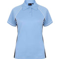 Sky Blue-Navy-White - Front - Finden & Hales Womens-Ladies Piped Performance Polo Shirt
