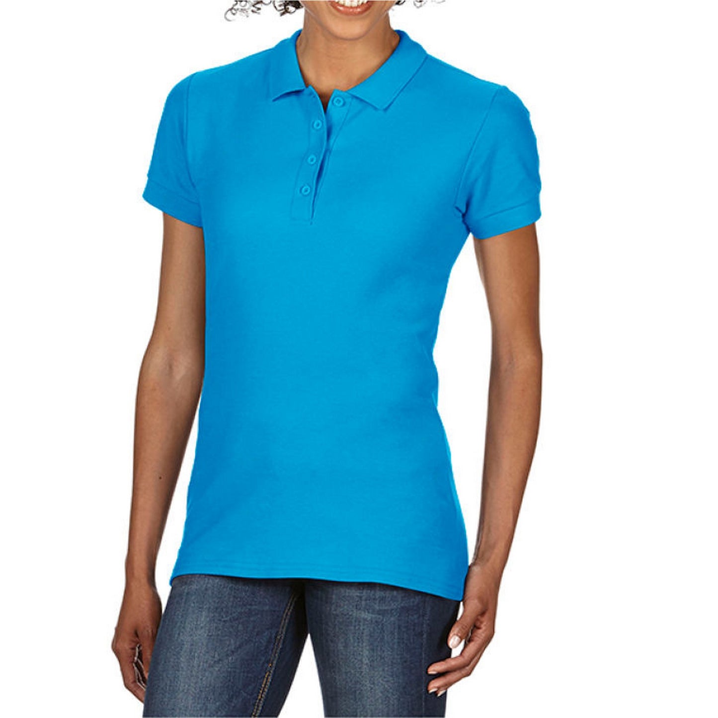 Sapphire Blue - Front - Gildan Womens-Ladies Double Piqué Polo Shirt