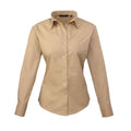 Khaki - Front - Premier Womens-Ladies Long-Sleeved Shirt