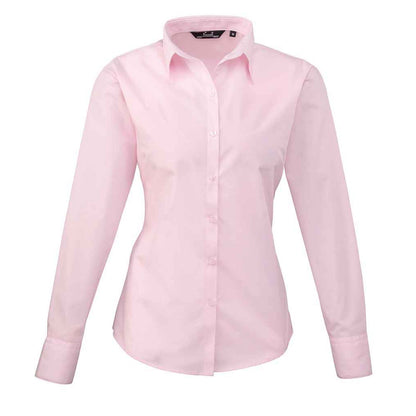 Pink - Front - Premier Womens-Ladies Long-Sleeved Shirt