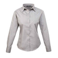 Silver - Front - Premier Womens-Ladies Long-Sleeved Shirt