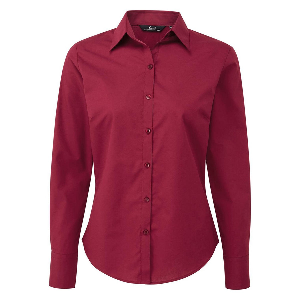 Burgundy - Back - Premier Womens-Ladies Long-Sleeved Shirt