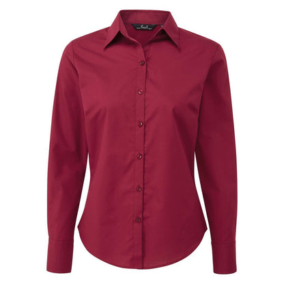 Burgundy - Back - Premier Womens-Ladies Long-Sleeved Shirt