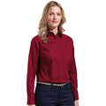 Burgundy - Side - Premier Womens-Ladies Long-Sleeved Shirt