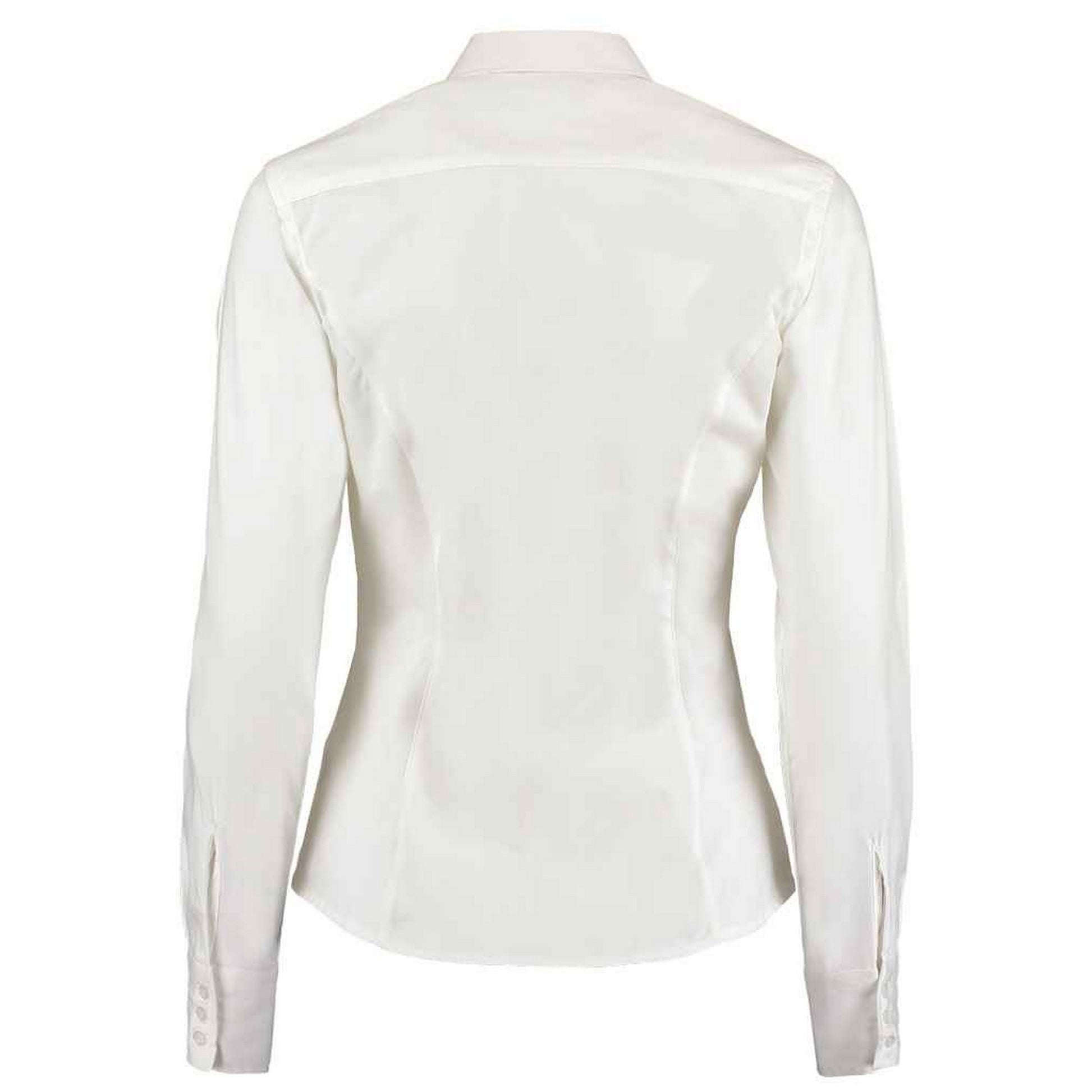 White - Back - Kustom Kit Womens-Ladies Premium Oxford Tailored Long-Sleeved Shirt