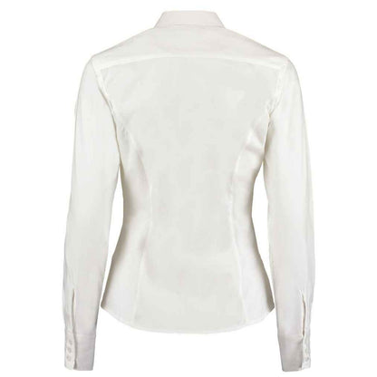 White - Back - Kustom Kit Womens-Ladies Premium Oxford Tailored Long-Sleeved Shirt