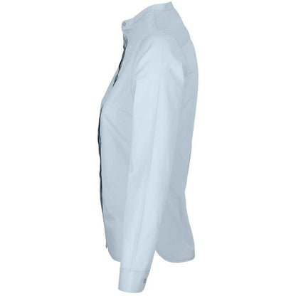 Soft Blue - Side - NEOBLU Womens-Ladies Poplin Bart Mao Collar Formal Shirt