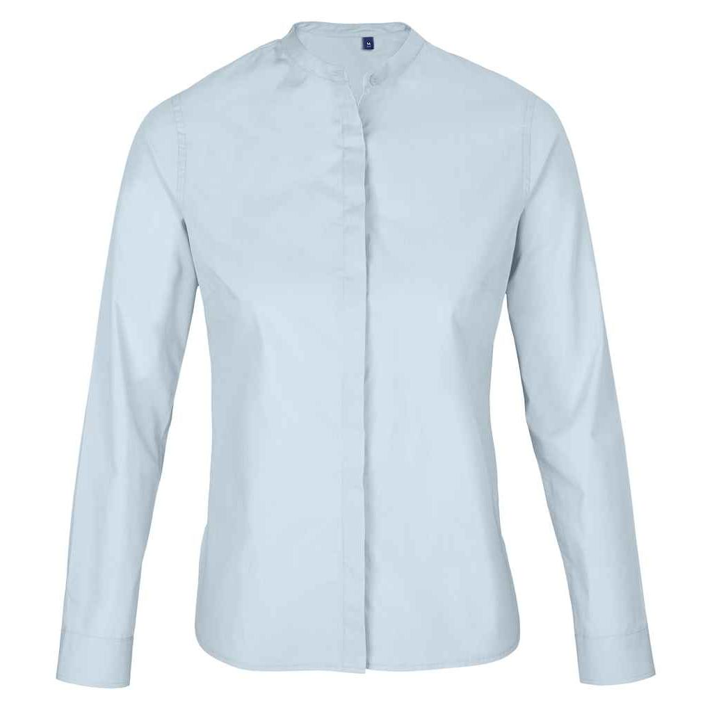 Soft Blue - Front - NEOBLU Womens-Ladies Poplin Bart Mao Collar Formal Shirt