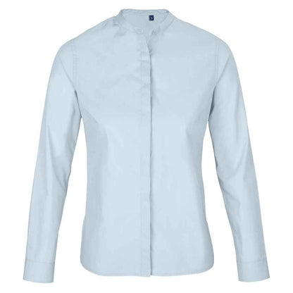 Soft Blue - Front - NEOBLU Womens-Ladies Poplin Bart Mao Collar Formal Shirt