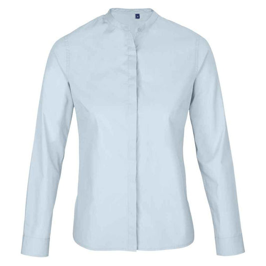 Soft Blue - Front - NEOBLU Womens-Ladies Poplin Bart Mao Collar Formal Shirt